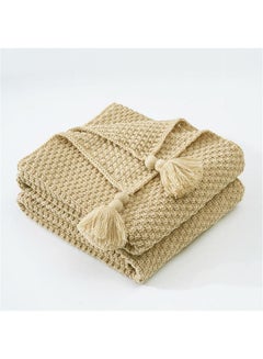 EzzySo Tassel Design Warm Blanket Polyester Beige 130x170cm  - Image 1