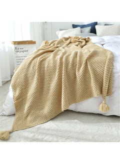 EzzySo Tassel Design Warm Blanket Polyester Beige 130x170cm  - Image 3
