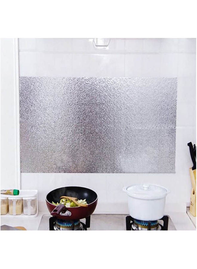 Kitchen Wall Aluminum Foil Paper Oil Proofed Heat Resistant Self Adhesive Decal Silver 100cm - Image 1