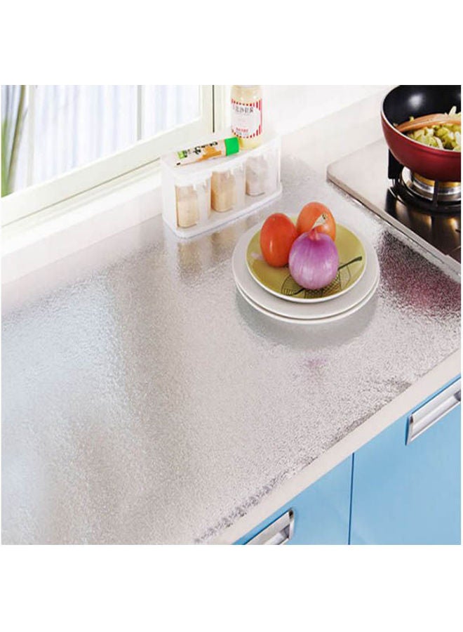 Kitchen Wall Aluminum Foil Paper Oil Proofed Heat Resistant Self Adhesive Decal Silver 100cm - Image 2