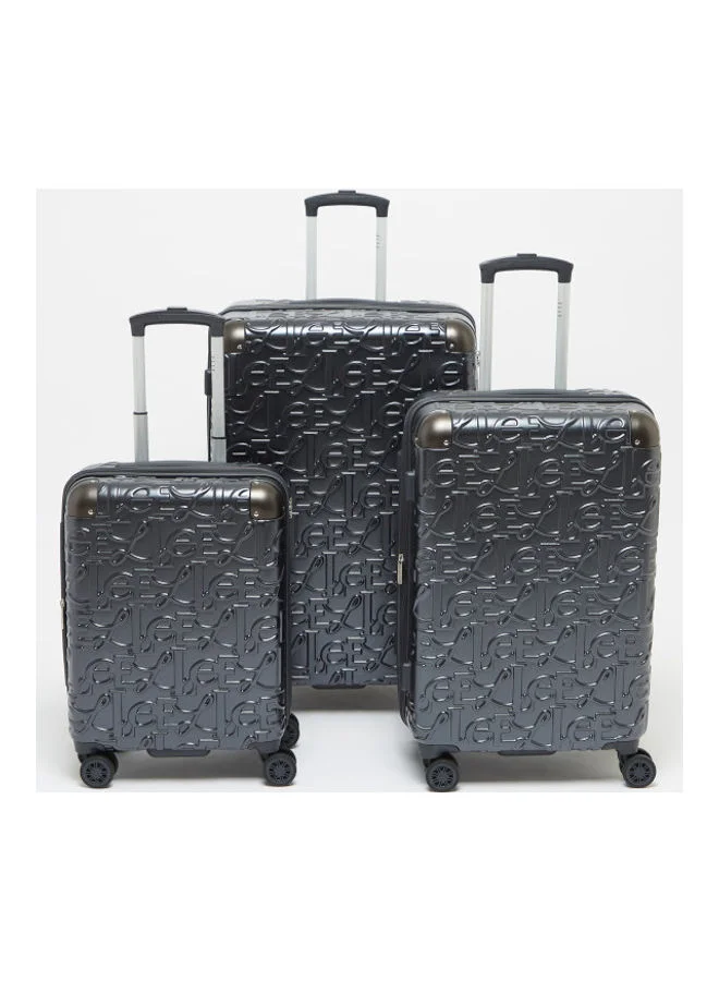 ELLE Embossed 3 Piece Luggage Trolley Set