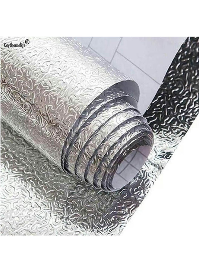 لفّة ملصقات مقاومة للحريق مقاس كبير 60 سم بعرض 5 أمتار فضي 5متر - Image 2