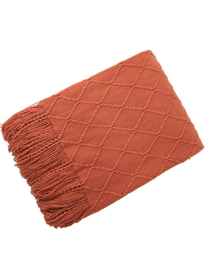 EzzySo - Tassel Design Soft Blanket Keep Warm Cotton Orange 127 x 172cm - Image 1