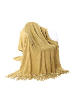 EzzySo Tassel Design Soft Blanket Keep Warm Cotton Yellow 127 x 172cm  - Image 2