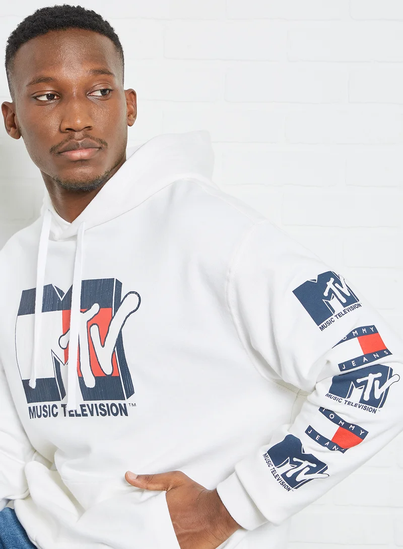 TOMMY JEANS MTV Long Sleeve Hoodie White