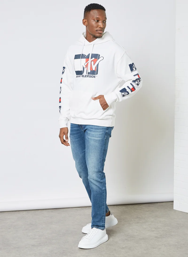 TOMMY JEANS MTV Long Sleeve Hoodie White