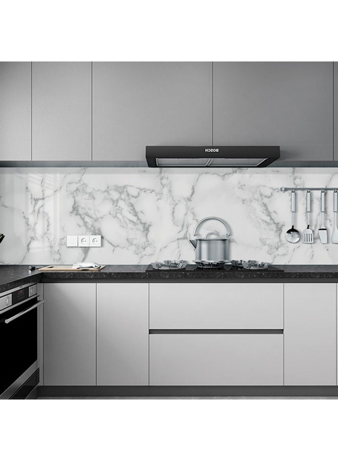 Sharpdo - Kitchen Countertop Self-Adhesive Waterproof Wallpaper White/Grey 60x200cm - Image 1
