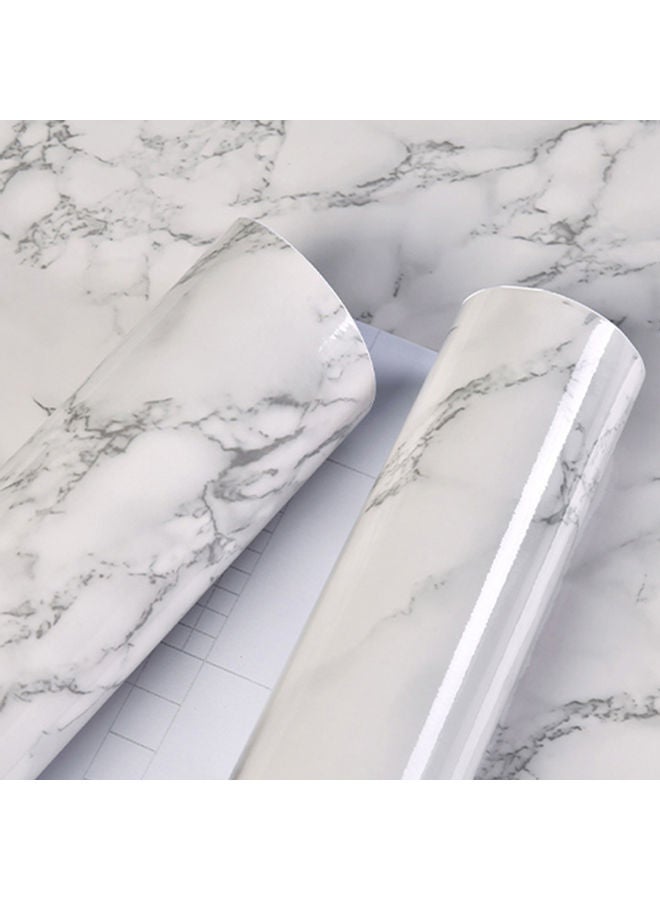 Sharpdo - Kitchen Countertop Self-Adhesive Waterproof Wallpaper White/Grey 60x200cm - Image 1