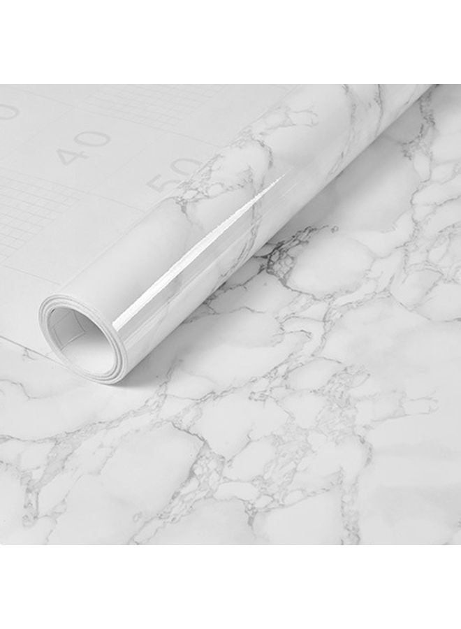 Sharpdo - Kitchen Countertop Self-Adhesive Waterproof Wallpaper White/Grey 60x200cm - Image 1