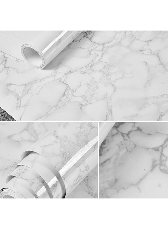 Sharpdo - Kitchen Countertop Self-Adhesive Waterproof Wallpaper White/Grey 60x200cm - Image 1