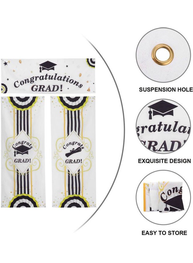 3-In-1 Vinyl Graduation Decorations Photography Background Banners Multicolour