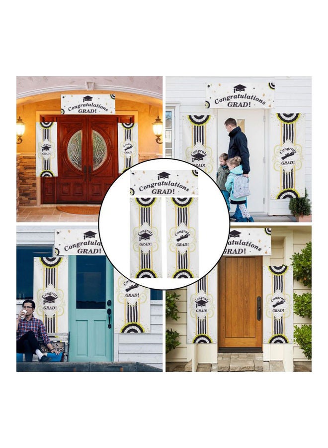 3-In-1 Vinyl Graduation Decorations Photography Background Banners Multicolour