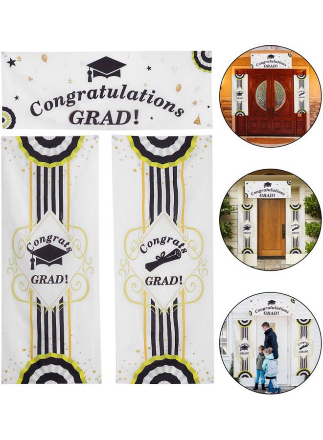 3-In-1 Vinyl Graduation Decorations Photography Background Banners Multicolour