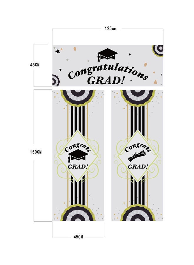 3-In-1 Vinyl Graduation Decorations Photography Background Banners Multicolour