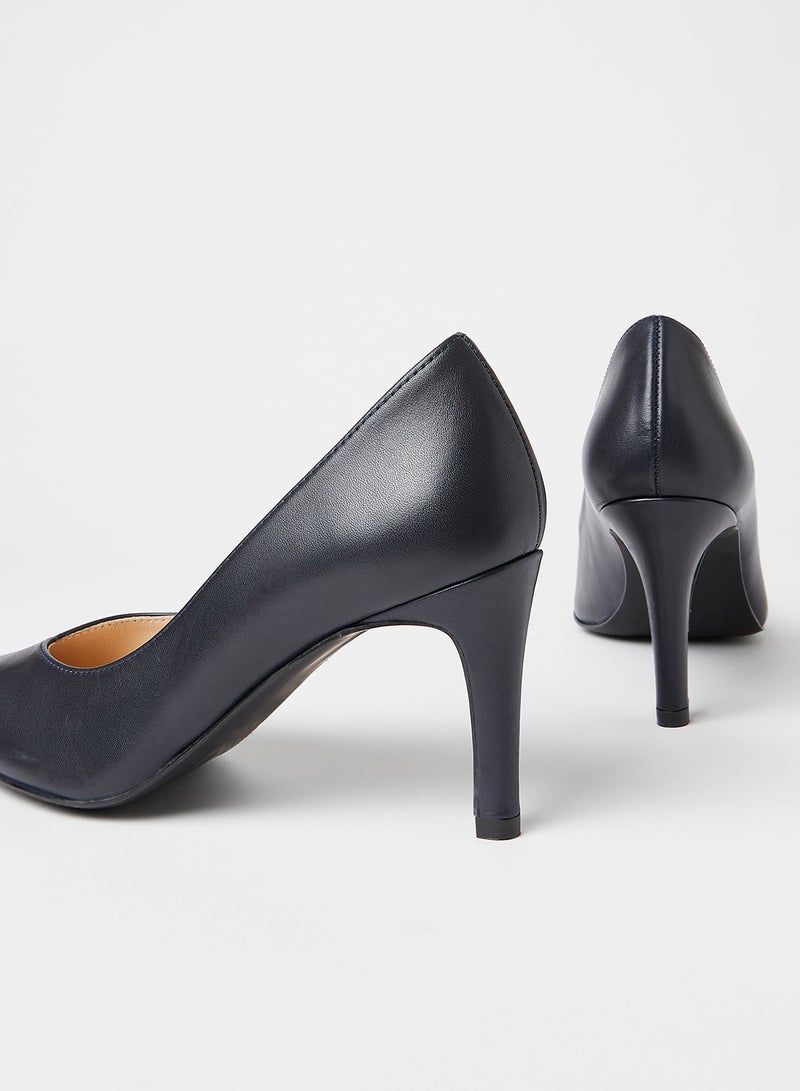 VERO MODA Tia Leather Pumps Navy  - Image 3