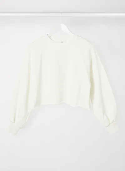 Reserved Cropped Sweatshirt White