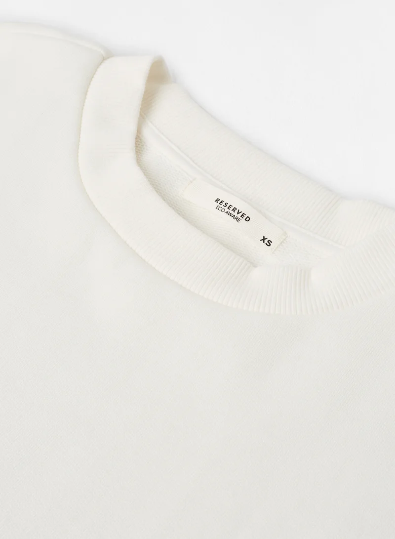 Reserved Cropped Sweatshirt White