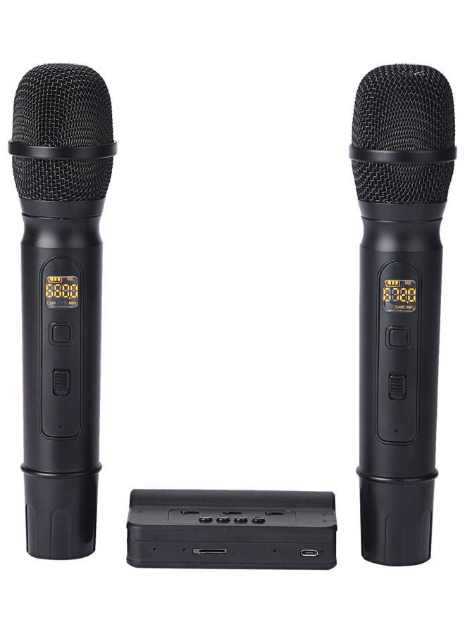 2-Piece Wireless Microphone With Sound Card Set V9497_P Black - Image 1