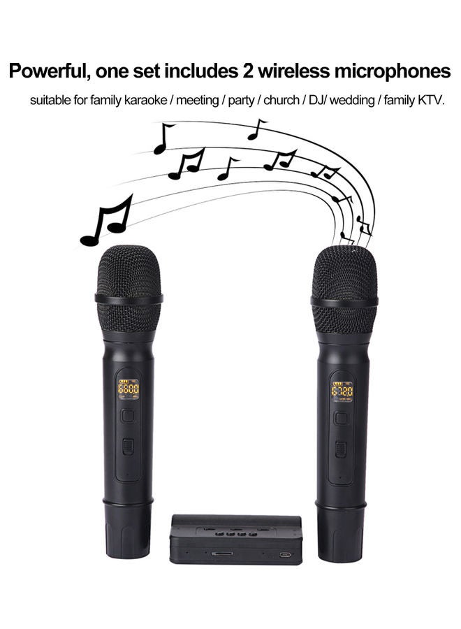 2-Piece Wireless Microphone With Sound Card Set V9497_P Black - Image 2