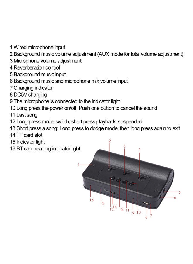 2-Piece Wireless Microphone With Sound Card Set V9497_P Black - Image 3