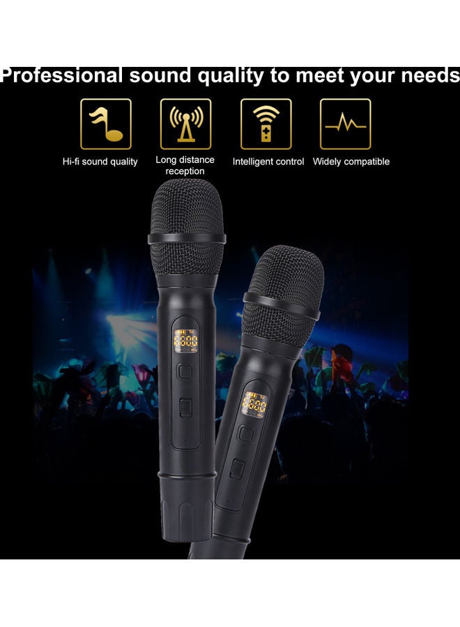 2-Piece Wireless Microphone With Sound Card Set V9497_P Black - Image 4