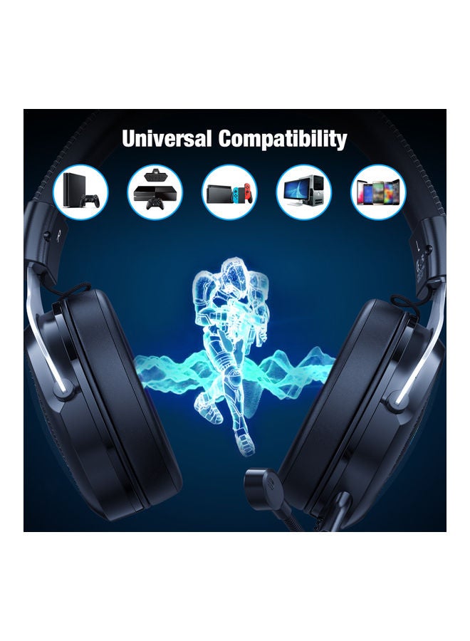 onikuma X10 Wired Over-Ear Headphones Black/Silver - Image 2