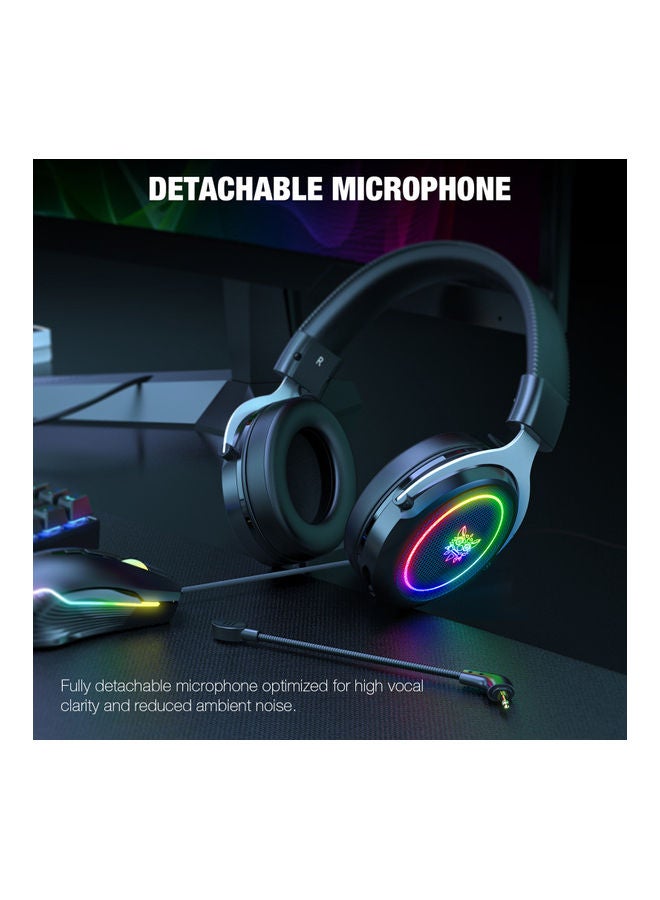 onikuma X10 Wired Over-Ear Headphones Black/Silver - Image 3