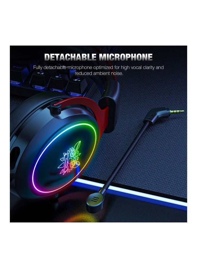 onikuma X10 Wired Over-Ear Headphones Black/Red - Image 2