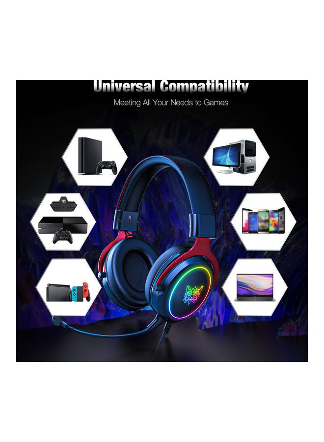 onikuma X10 Wired Over-Ear Headphones Black/Red - Image 5