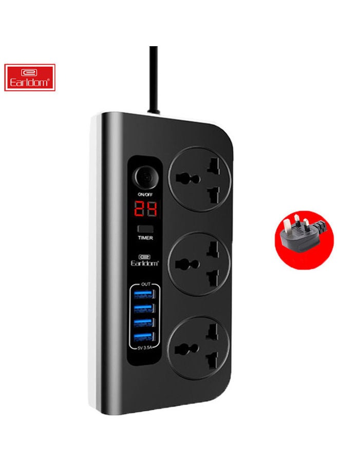 Earldom 3-Port USB Multifunction Socket Black - Image 1