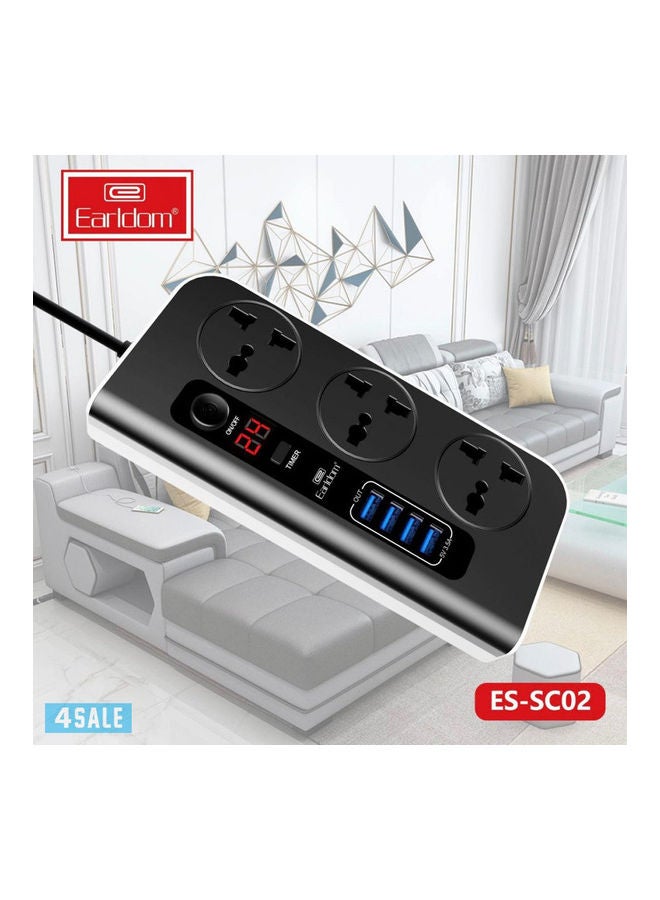 Earldom 3-Port USB Multifunction Socket Black - Image 2