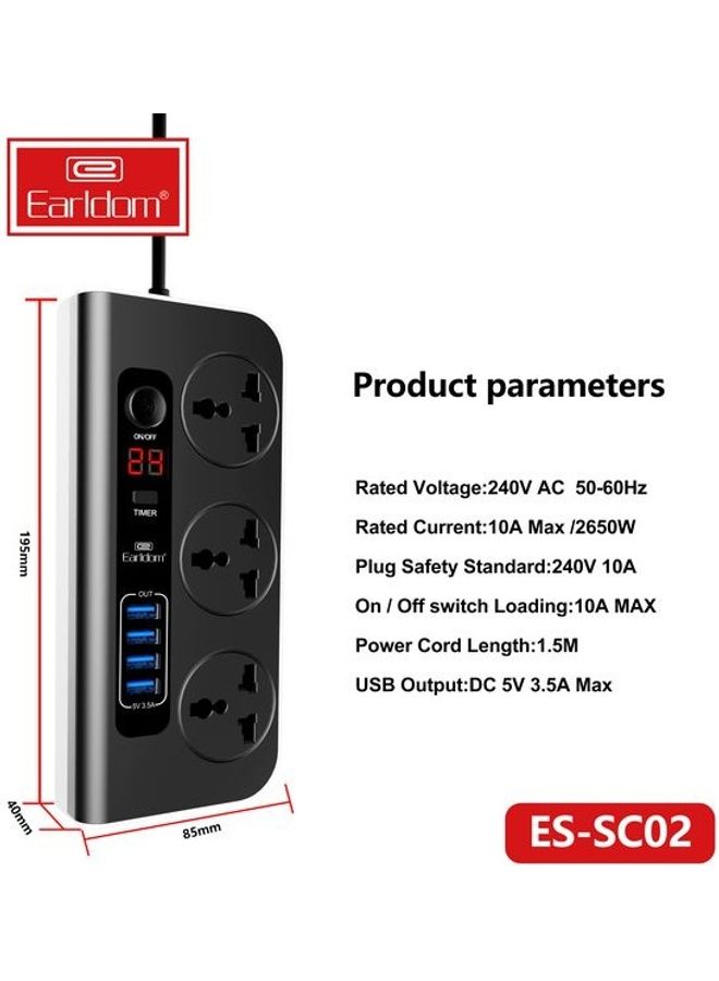 Earldom 3-Port USB Multifunction Socket Black - Image 3