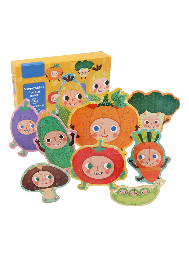 مجموعة أحجية قطع تركيب الصور بتصميم خضراوات من الخشب