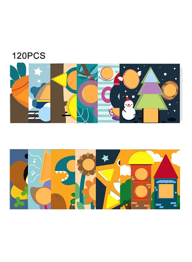 120-Piece Wooden Geometric Puzzle Tangram Card