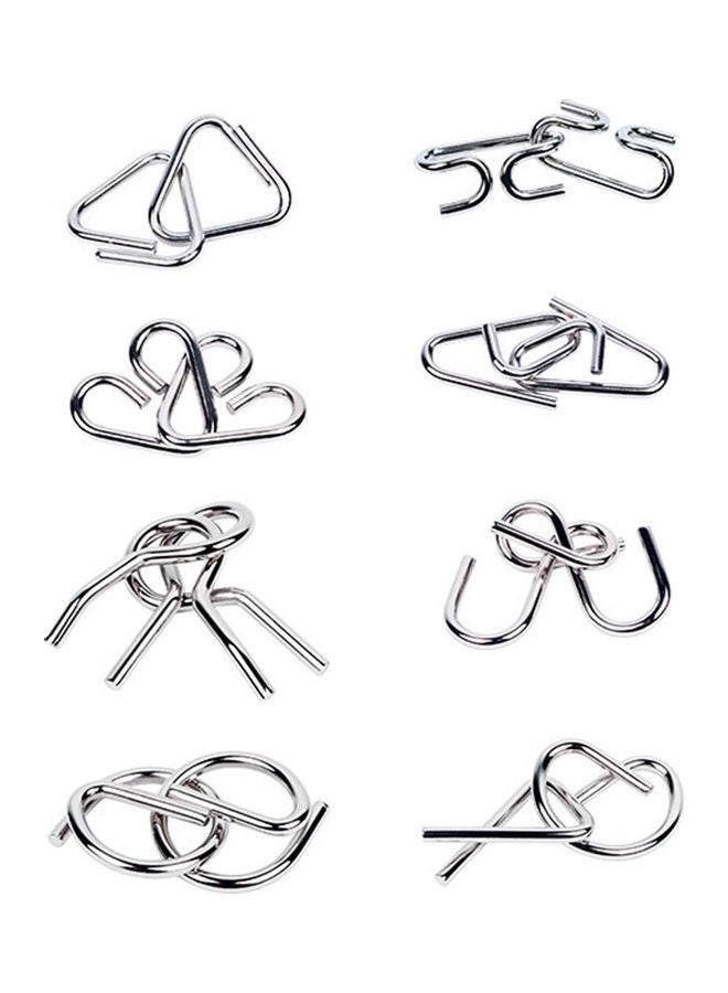 8-Piece Brain Teaser Puzzle Ring Set  - Image 1