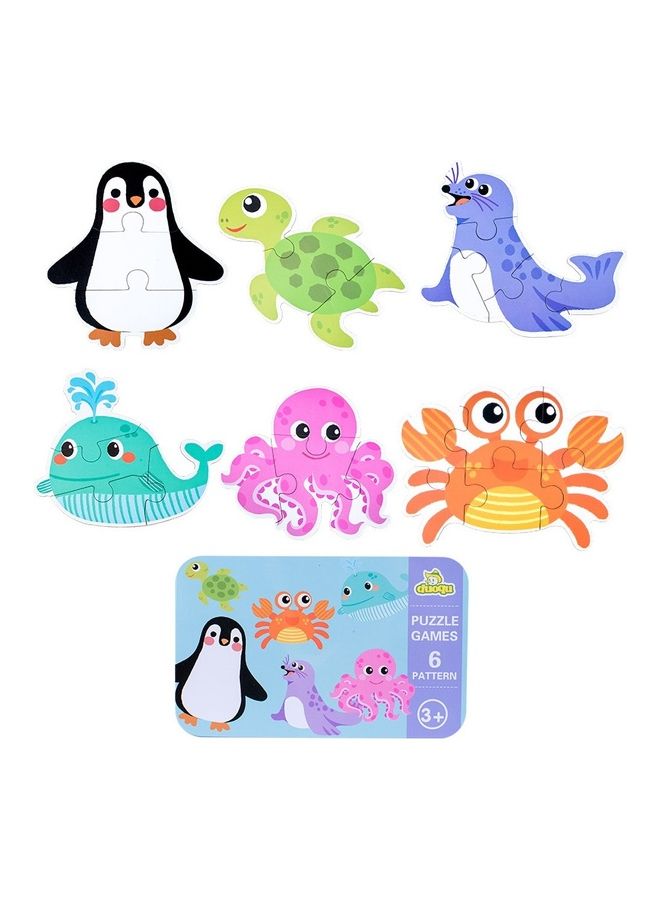 6-Piece Wooden Cartoon Jigsaw Puzzle Set - Image 1