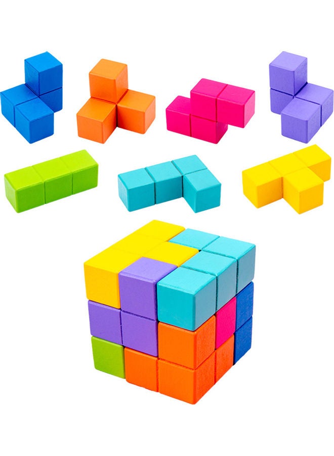 لعبة أحجية قطع تركيب مكعبات بناء من الخشب - Image 1