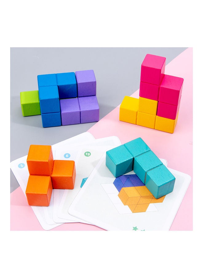 لعبة أحجية قطع تركيب مكعبات بناء من الخشب - Image 2