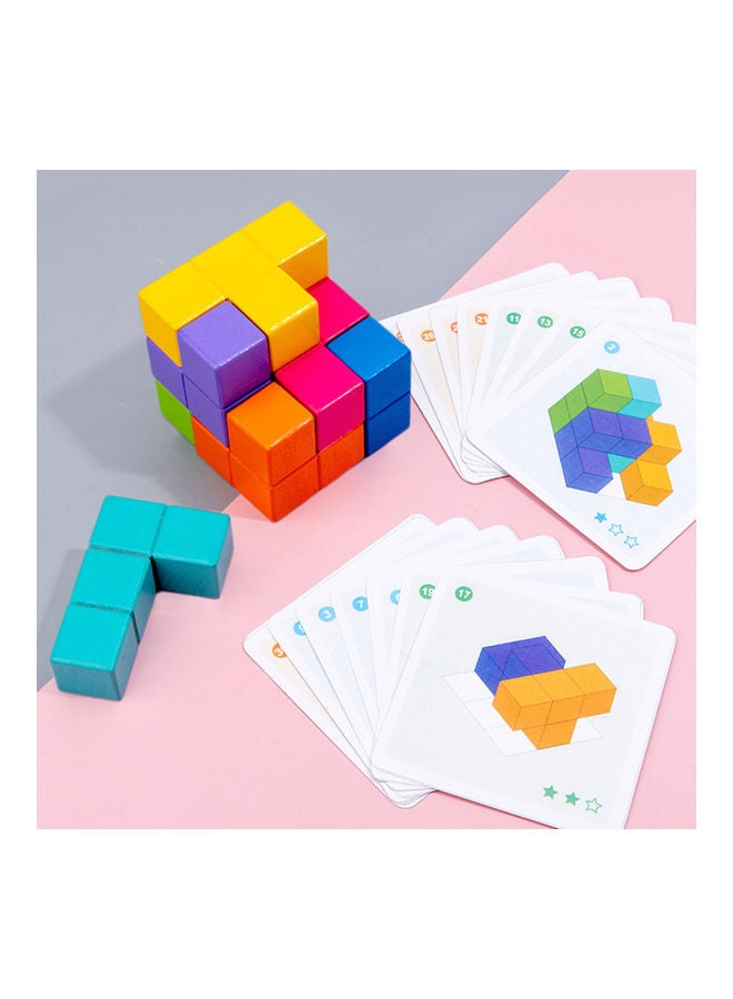 لعبة أحجية قطع تركيب مكعبات بناء من الخشب - Image 4