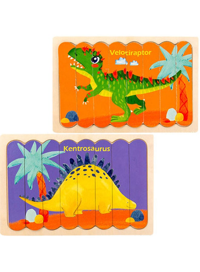 Wooden Double-Sided Dinosaur Themed Puzzle