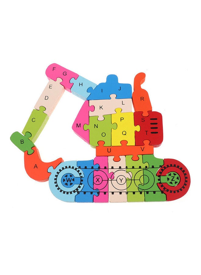 لعبة أحجية تركيب قطع خشبية ثلاثية الأبعاد بتصميم حروف أبجدية على شكل سيارة