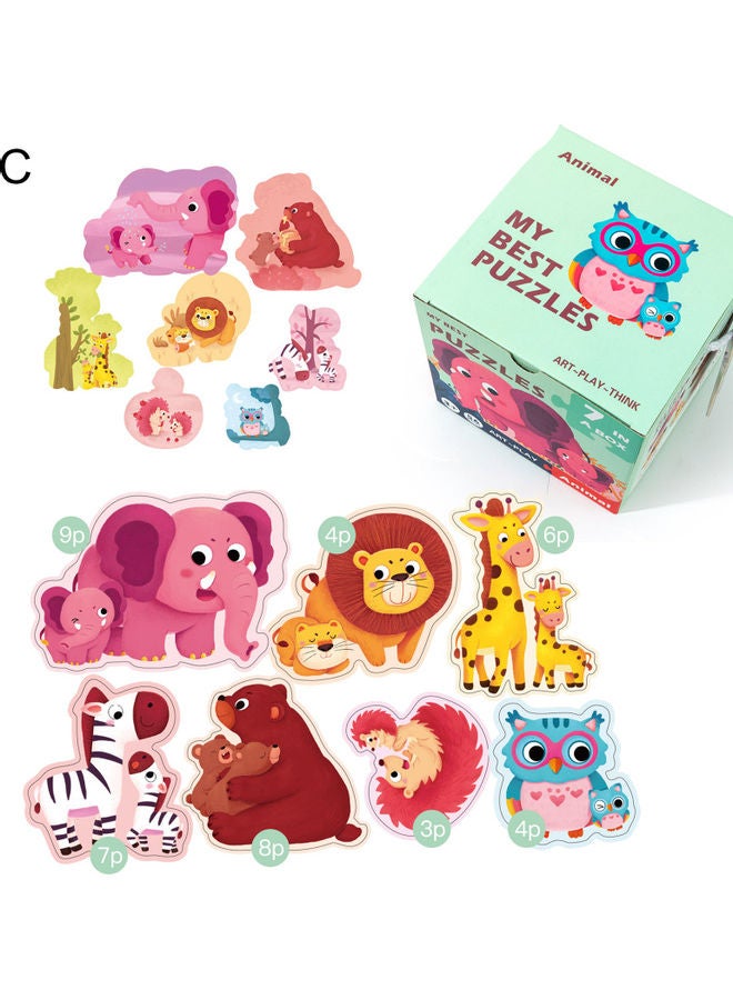 6-Piece Wooden Double-Sided 3D Puzzles Set - Image 1