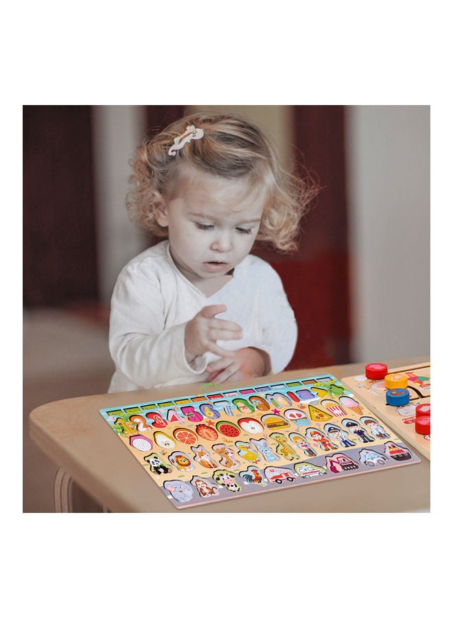 لوح أحجية قطع تركيب الصور التعليمي من الخشب بأوتاد - Image 2