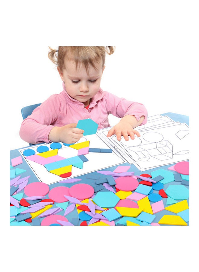 مجموعة بطاقات أحجية قطع تركيب من الخشب بتصميم أشكال هندسية مكونة من 180 قطعة - Image 2