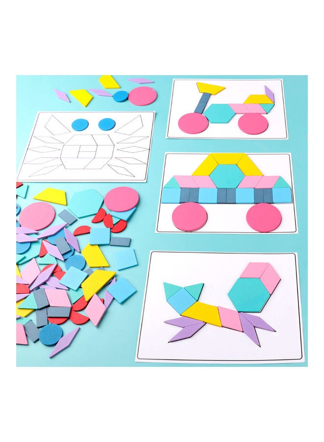 مجموعة بطاقات أحجية قطع تركيب من الخشب بتصميم أشكال هندسية مكونة من 180 قطعة - Image 4