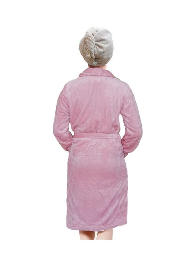 UTEX Bath Robe With Hair Drying Towel Pink M  - Image 3