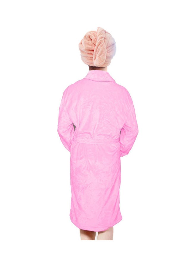 UTEX Bath Robe With Hair Drying Towel Pink M  - Image 3