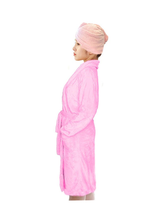 UTEX Bath Robe With Hair Drying Towel Pink M  - Image 2