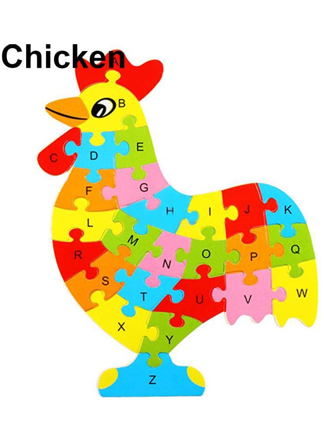 لعبة أحجية قطع تركيب الصور الخشبية بتصميم الحروف الأبجدية العربية على شكل حيوان