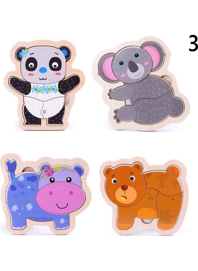 4-Piece Wooden Puzzle Set